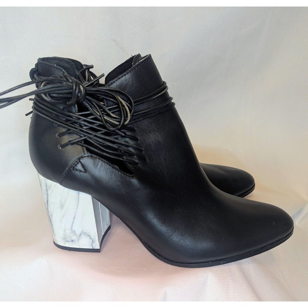 👢 Kelsi Dagger Brooklyn Wellington Black Marble Bootie Size 9